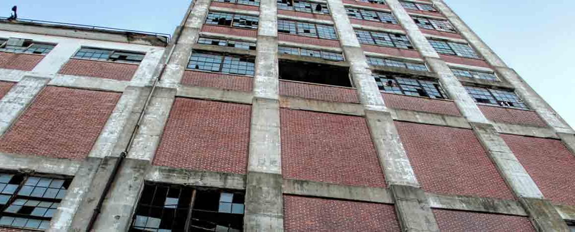 Tall building with broken windows